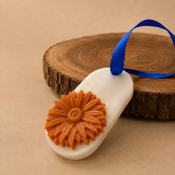 Handmade Floral Wax Sachets with Blue Ribbon – Decorative Fragrance Bars