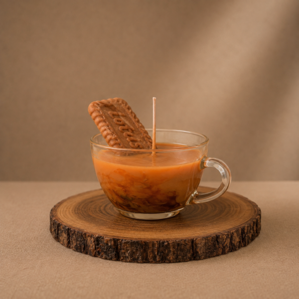 Chai & Parle-G Candle – Handmade Chai Masala Scented Soy Wax Candle | Nostalgic Indian Dessert Candle